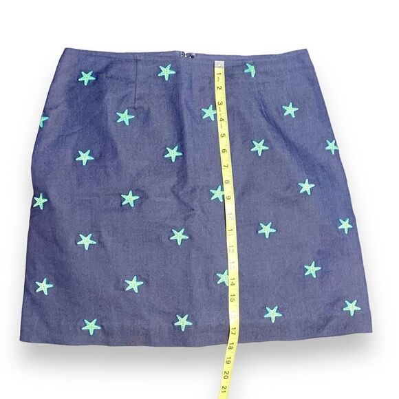 Lilly Pulitzer Women’s Skirt Blue Denim Green Starfish Print A-Line Above Knee 8 - Picture 8 of 8